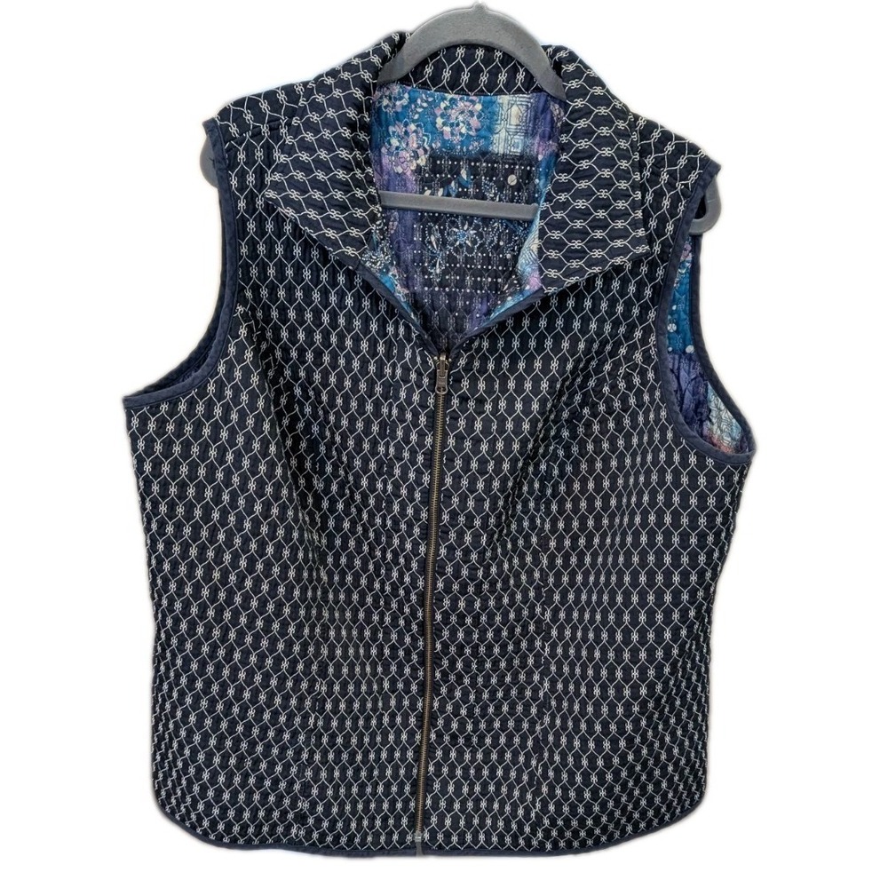 Women's Reversible Plus Size 3X Vest Full Zip Quilted Multicolor‎ Collared - Picture 2 of 6